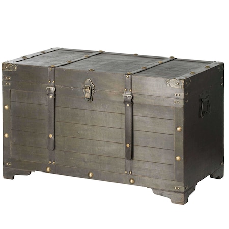 Vintiquewise Brown Large Wooden Storage Trunk with Lockable Latch QI003943.L